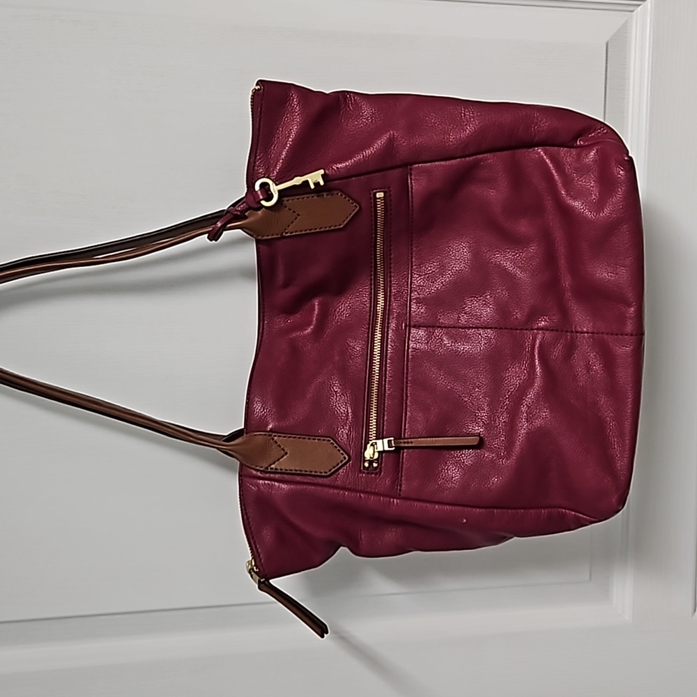 Fossil Key Fiona Leather Shoulder Bag In Raspberry - image 2
